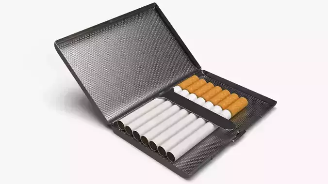 Cigarette metal case box 02 open