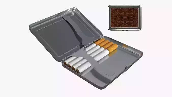 Cigarette metal case box 03 open