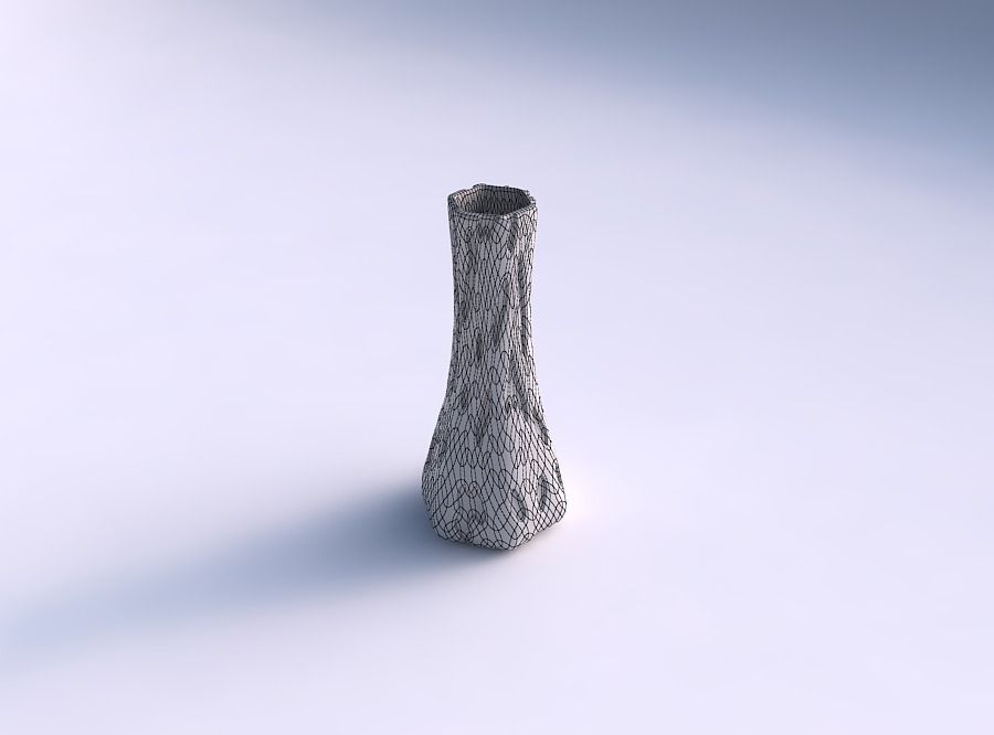 Vase squeezed hexagon with cavities smooth 3D print model_5