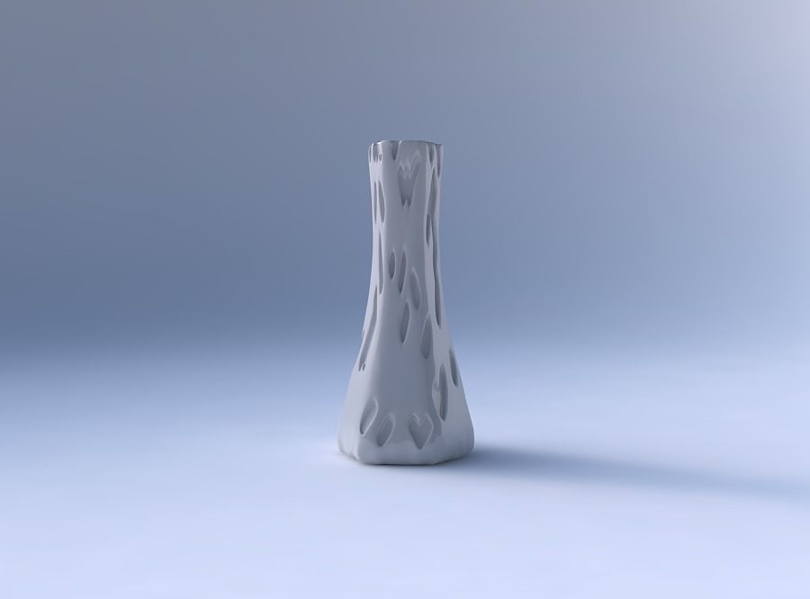 Vase squeezed hexagon with cavities smooth 3D print model_4
