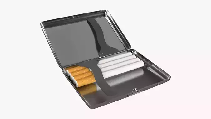 Cigarette metal case box 04 open