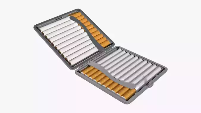 Cigarette metal case box 05 open