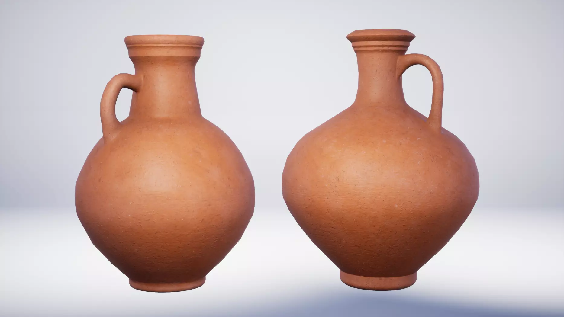 Roman Terracotta Flagons - 2 Variations Low-poly 3D model_0