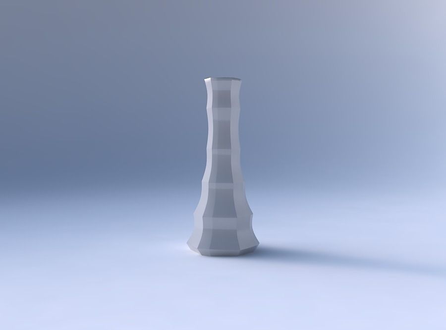 Vase squeezed hexagon with curved creases 3D print model_4