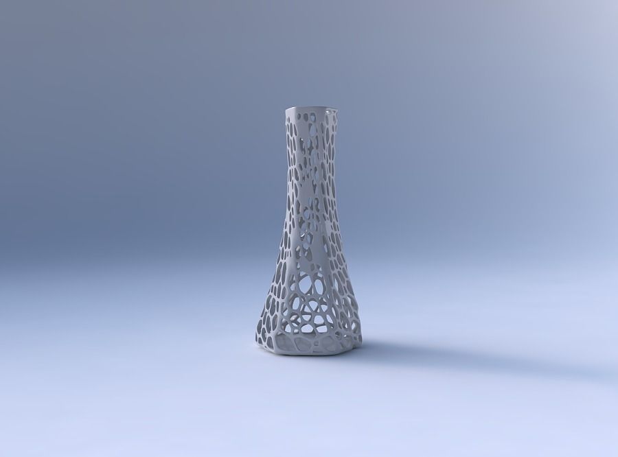 Vase squeezed hexagon with dense organic lattice 3D print model_4