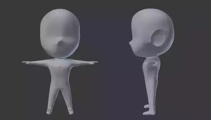 Chibi base character model rigged 3D model