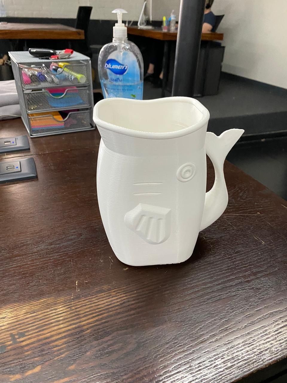 whale jug with fish 3D print model_2