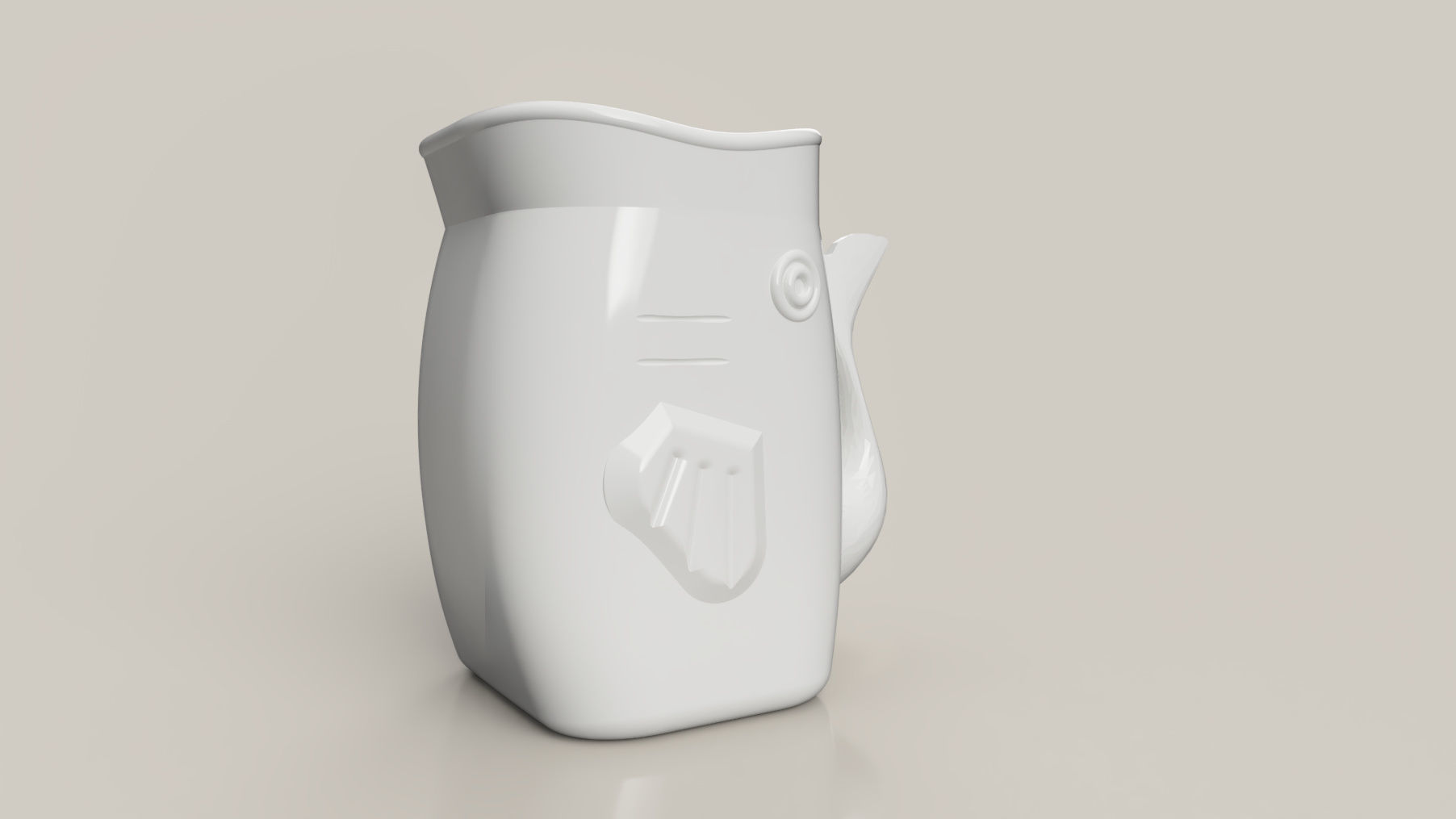whale jug with fish 3D print model_1
