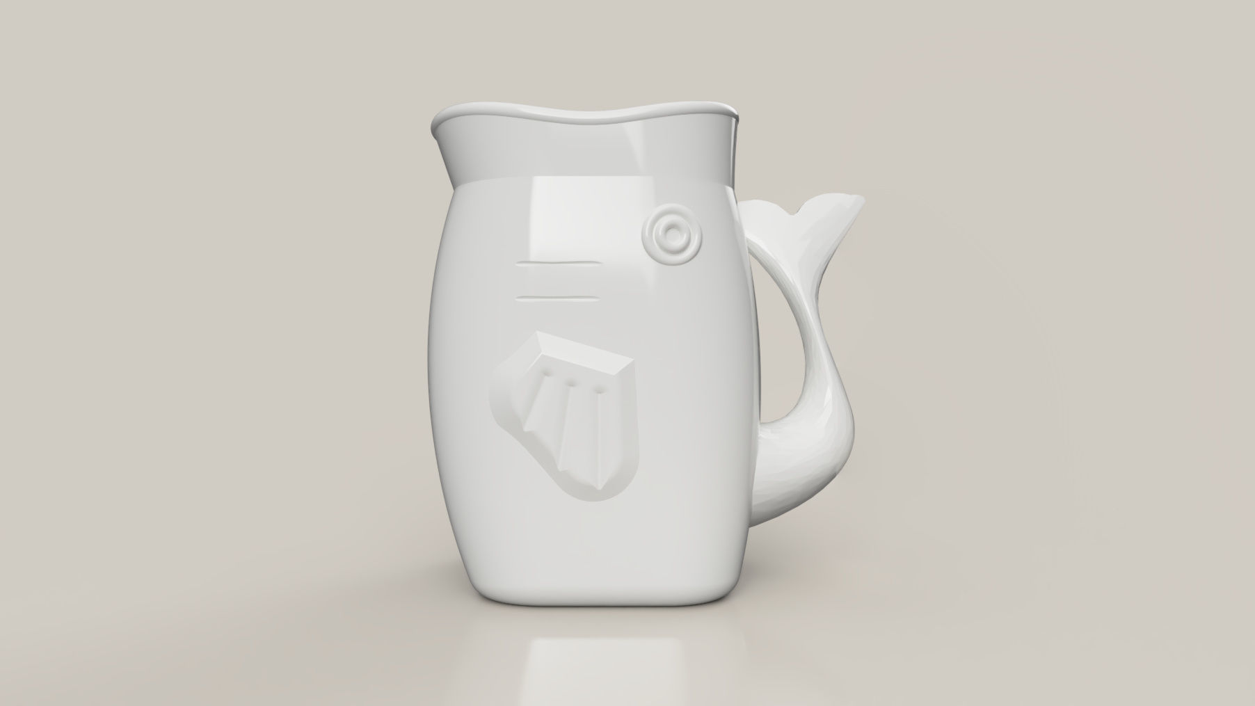 whale jug with fish 3D print model_3