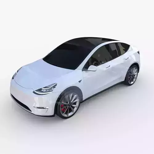 Tesla Model Y AWD White with chassis 3D model