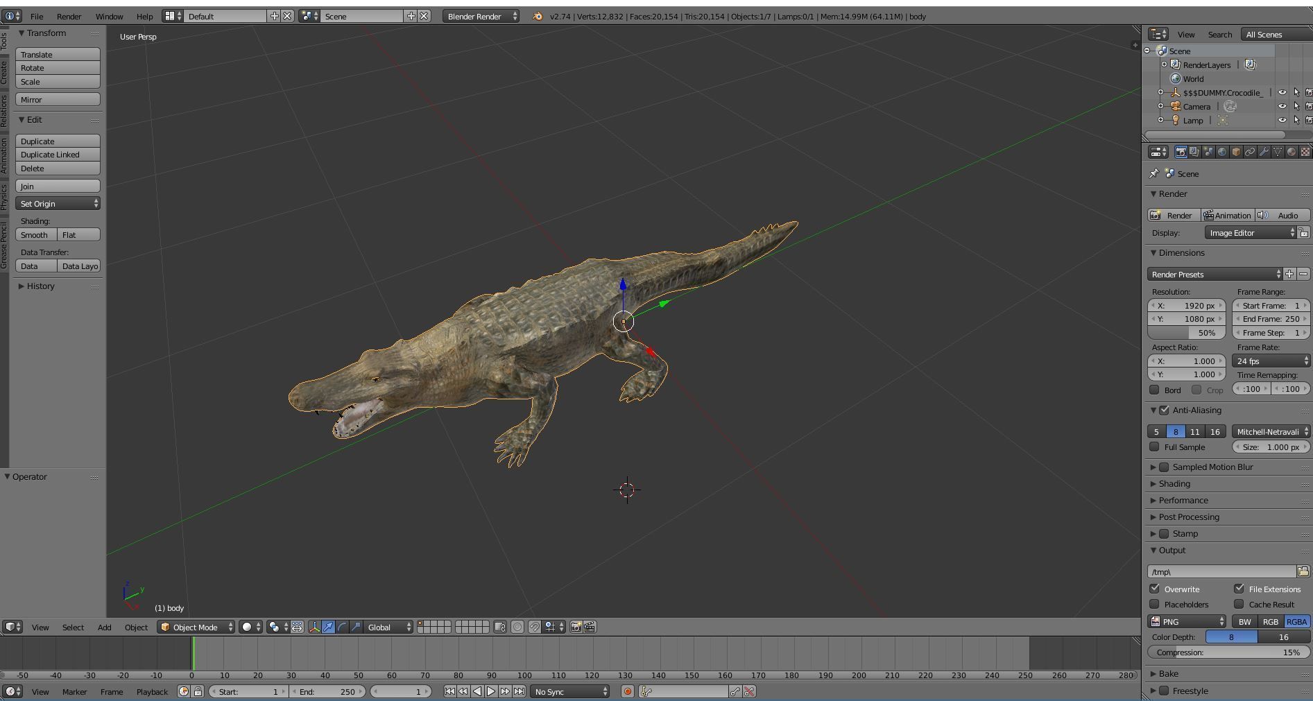 3D african crocodile alligator Low-poly 3D model_19