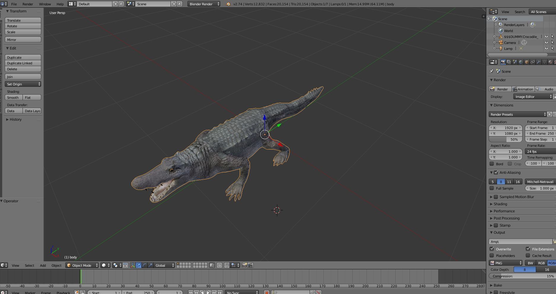 Crocodile 3D Models game ready low poly Low-poly 3D model_15