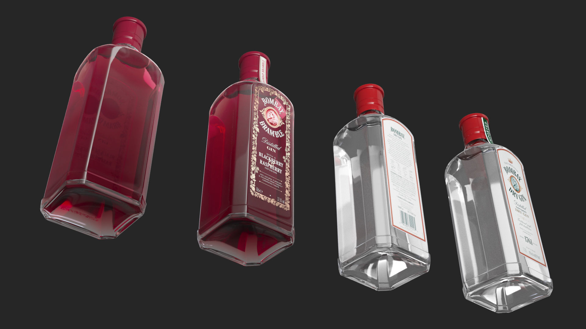 Bombay Dry Gin Bramble bottles set  03 3D model_4