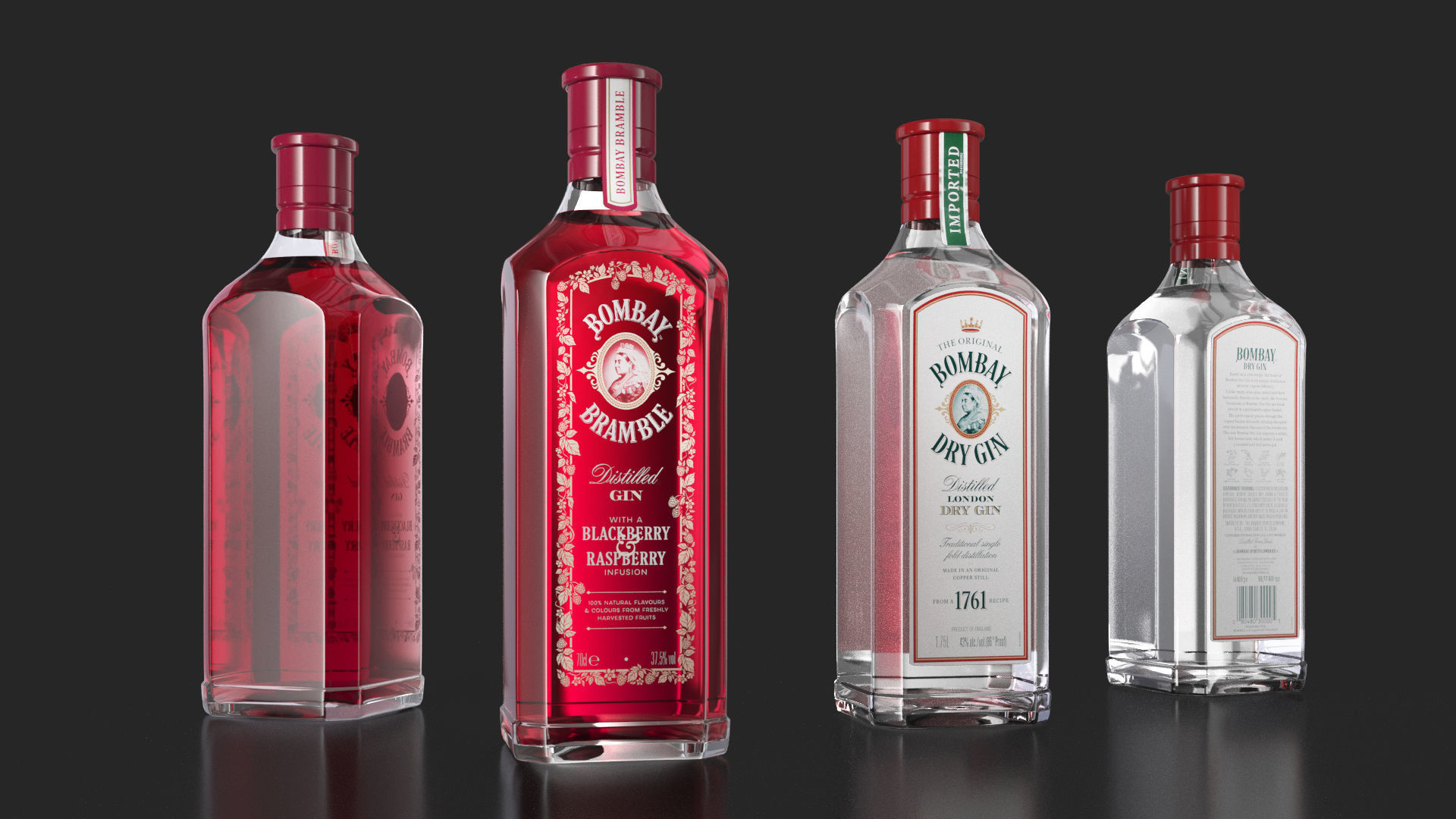 Bombay Dry Gin Bramble bottles set  03 3D model_1