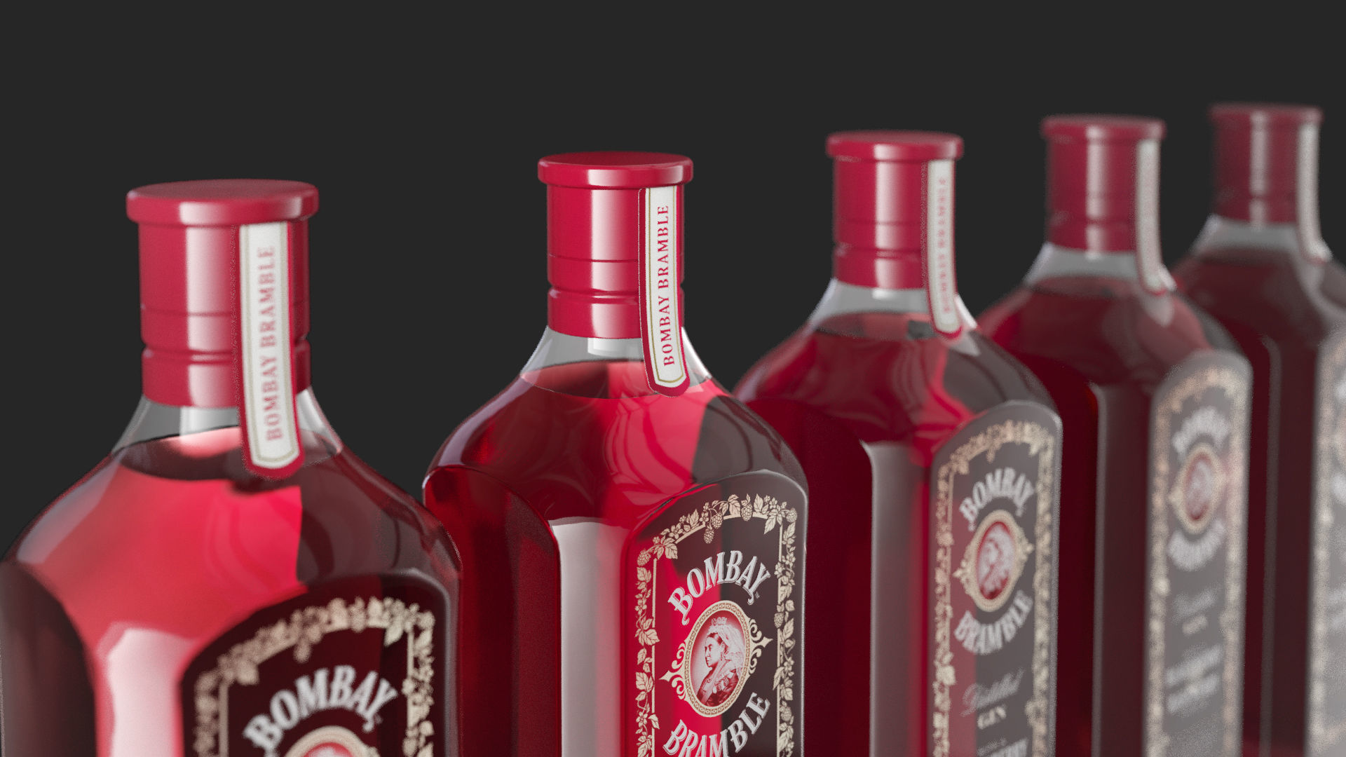 Bombay Dry Gin Bramble bottles set  03 3D model_6
