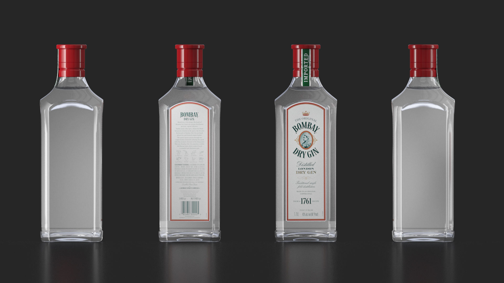 Bombay Dry Gin Bramble bottles set  03 3D model_3