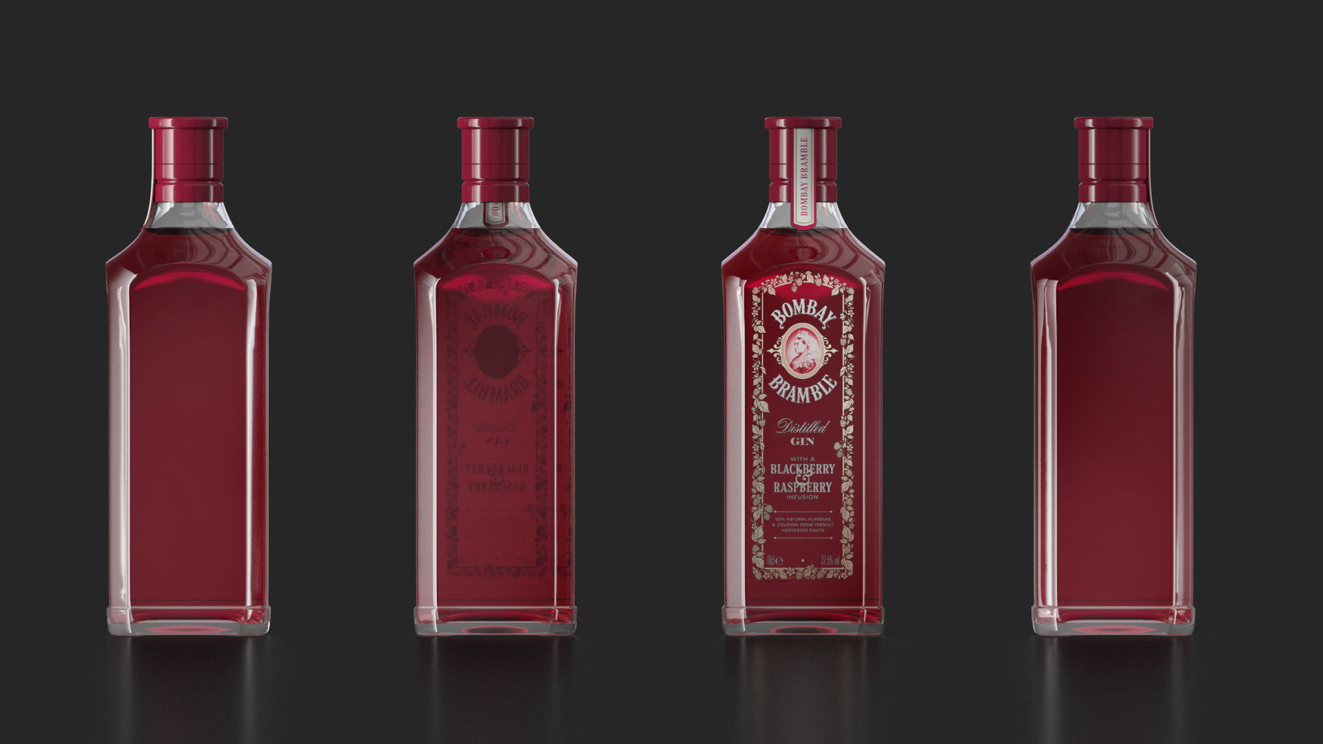Bombay Dry Gin Bramble bottles set  03 3D model_2