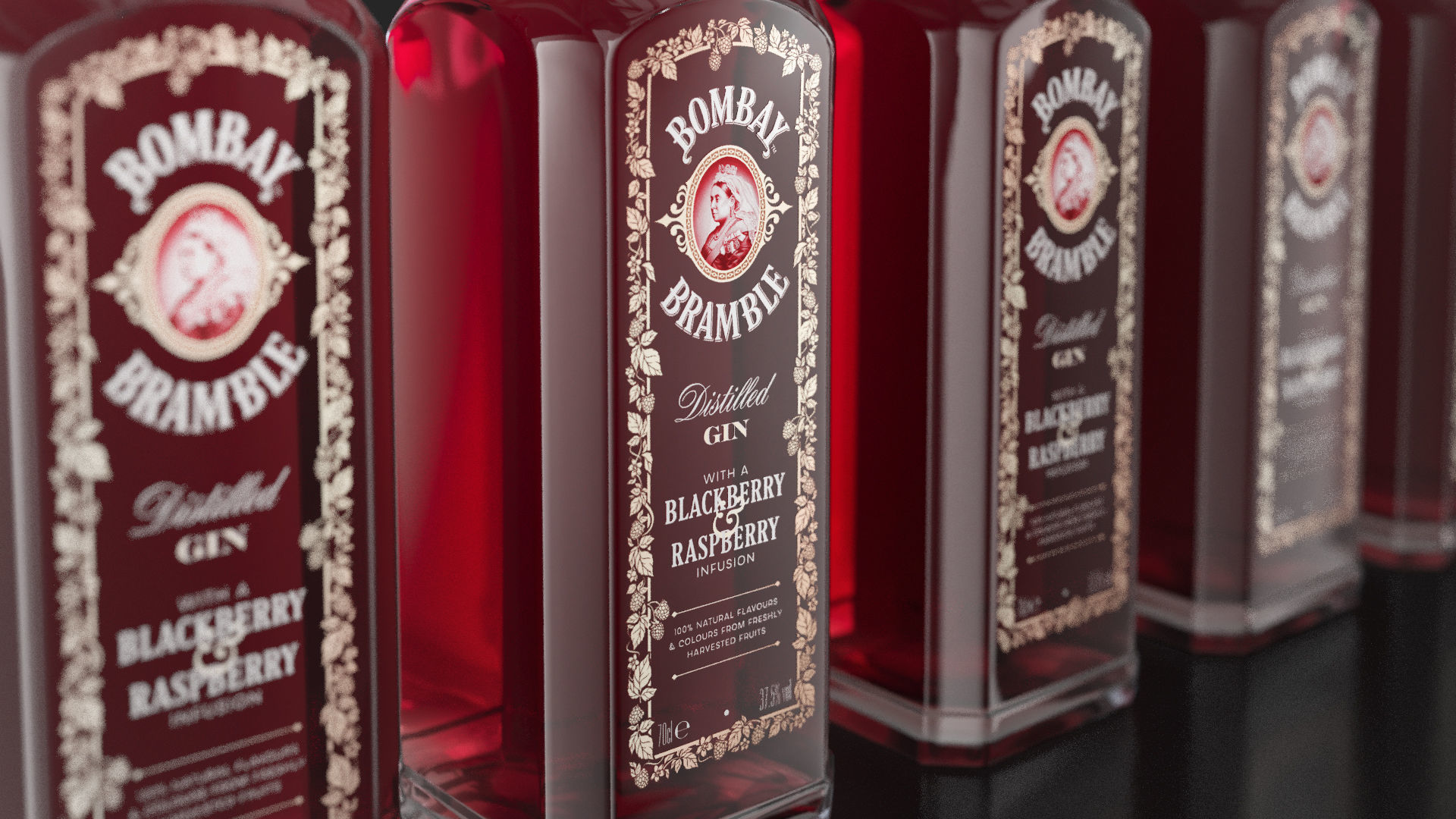 Bombay Dry Gin Bramble bottles set  03 3D model_7