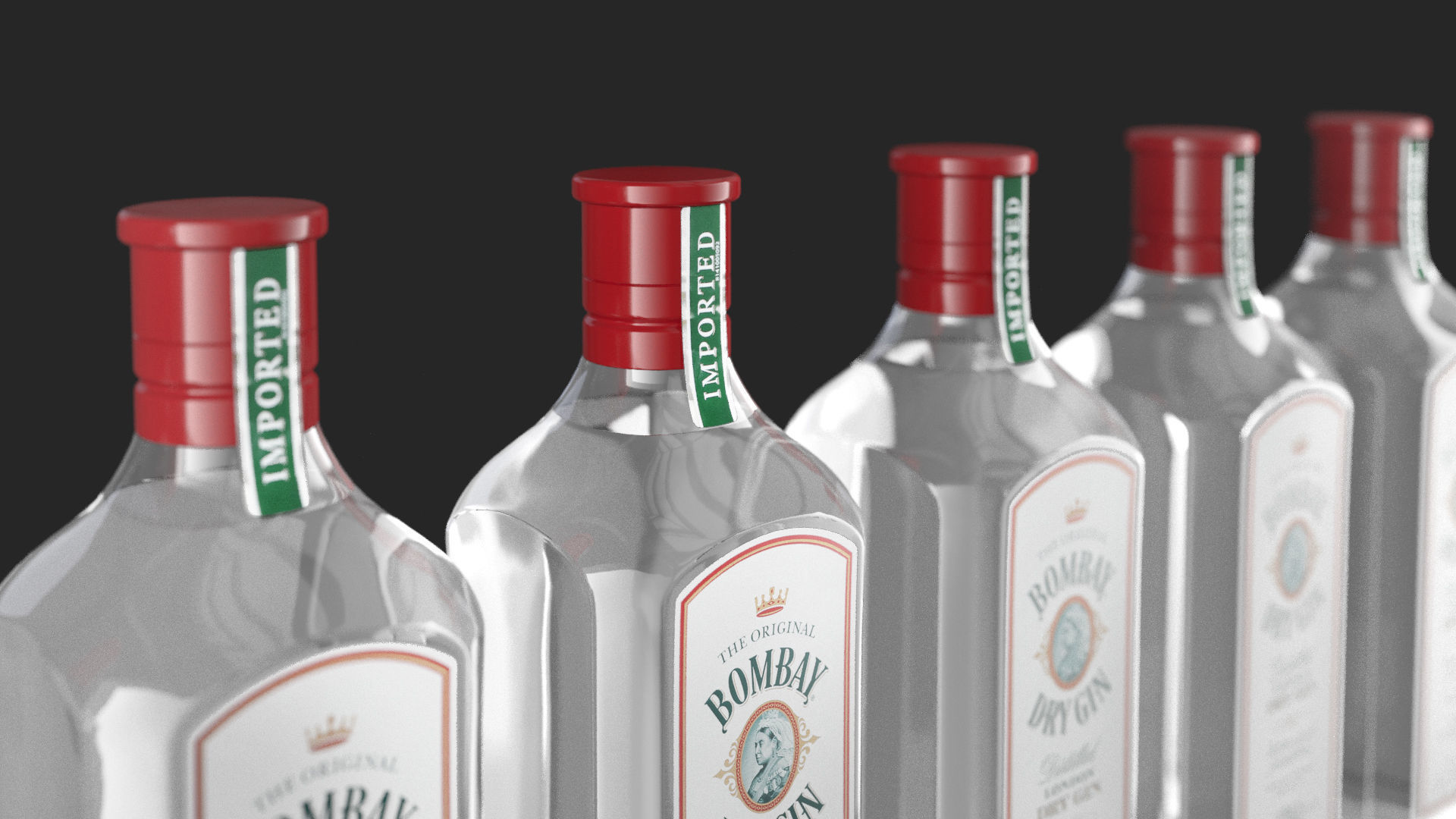 Bombay Dry Gin Bramble bottles set  03 3D model_5
