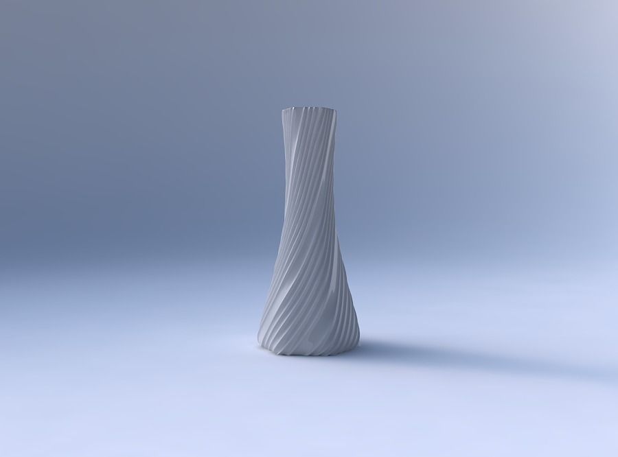 Vase squeezed hexagon with flowing extruded lines 3D print model_4