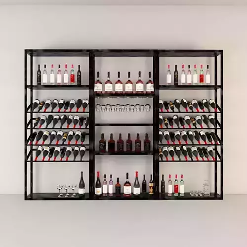 Wine rack Low-poly 3D model