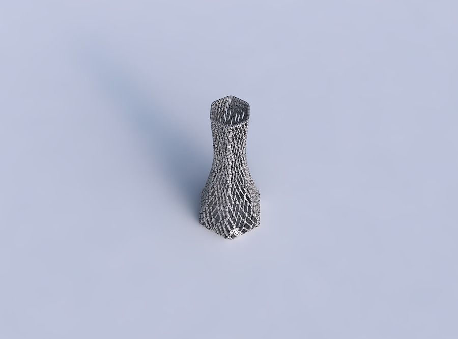 Vase squeezed hexagon with lattice tiles 3D print model_6