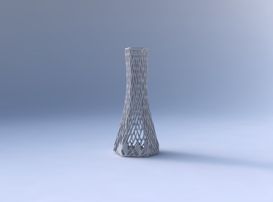 Vase squeezed hexagon with lattice tiles 3D print model_4
