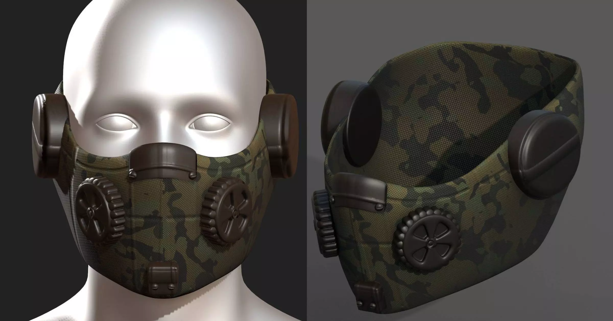Gas mask respirator scifi futuristic 3d Artist  Low-poly 3D model_0