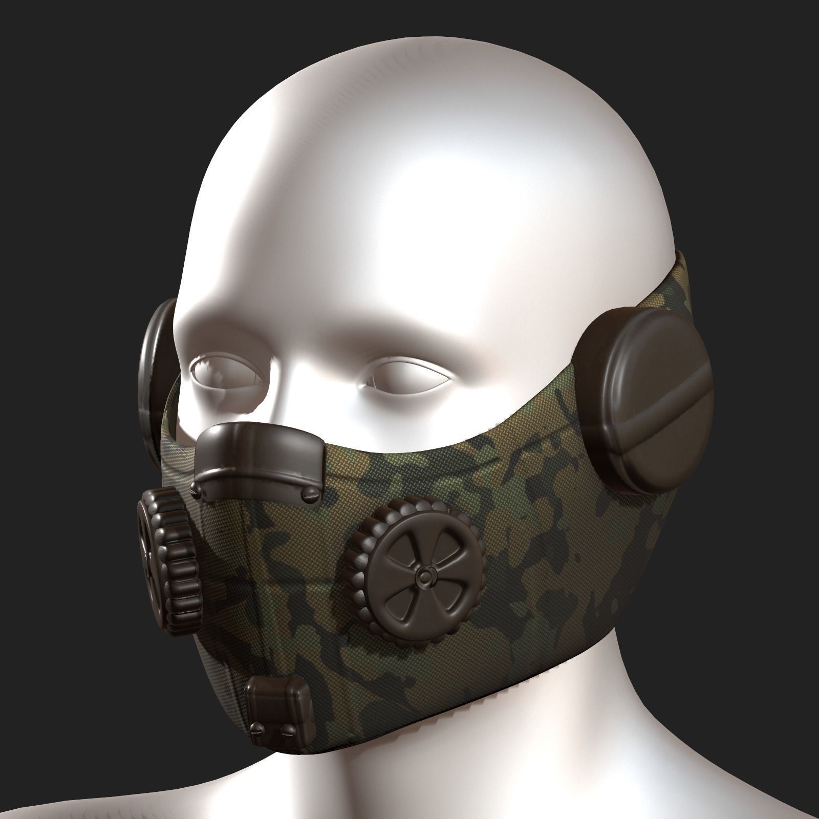 Gas mask respirator scifi futuristic 3d Artist  Low-poly 3D model_2