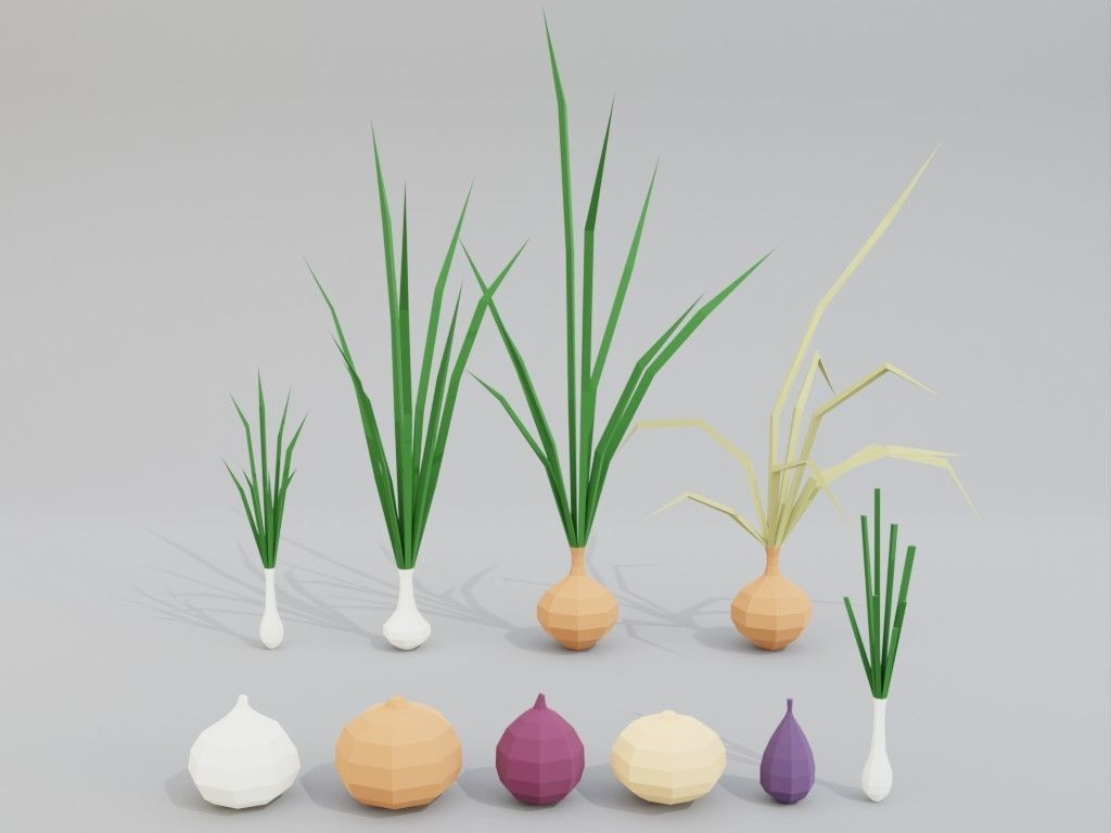 Low poly set of vegetables Low-poly 3D model_8