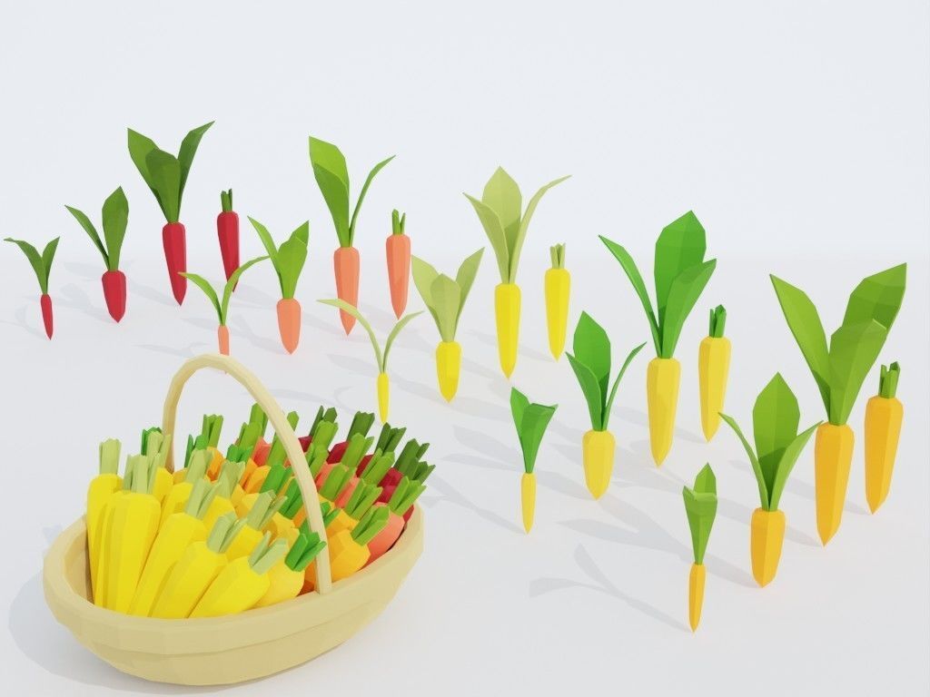 Low poly set of vegetables Low-poly 3D model_9