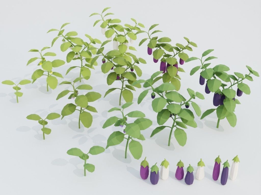 Low poly set of vegetables Low-poly 3D model_7