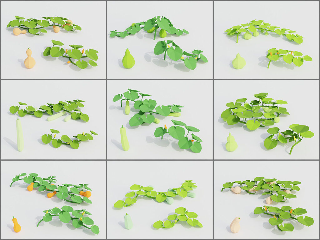 Low poly set of vegetables Low-poly 3D model_6