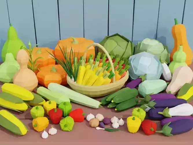 Low poly set of vegetables Low-poly 3D model Low poly set of vegetables Low-poly 3D model