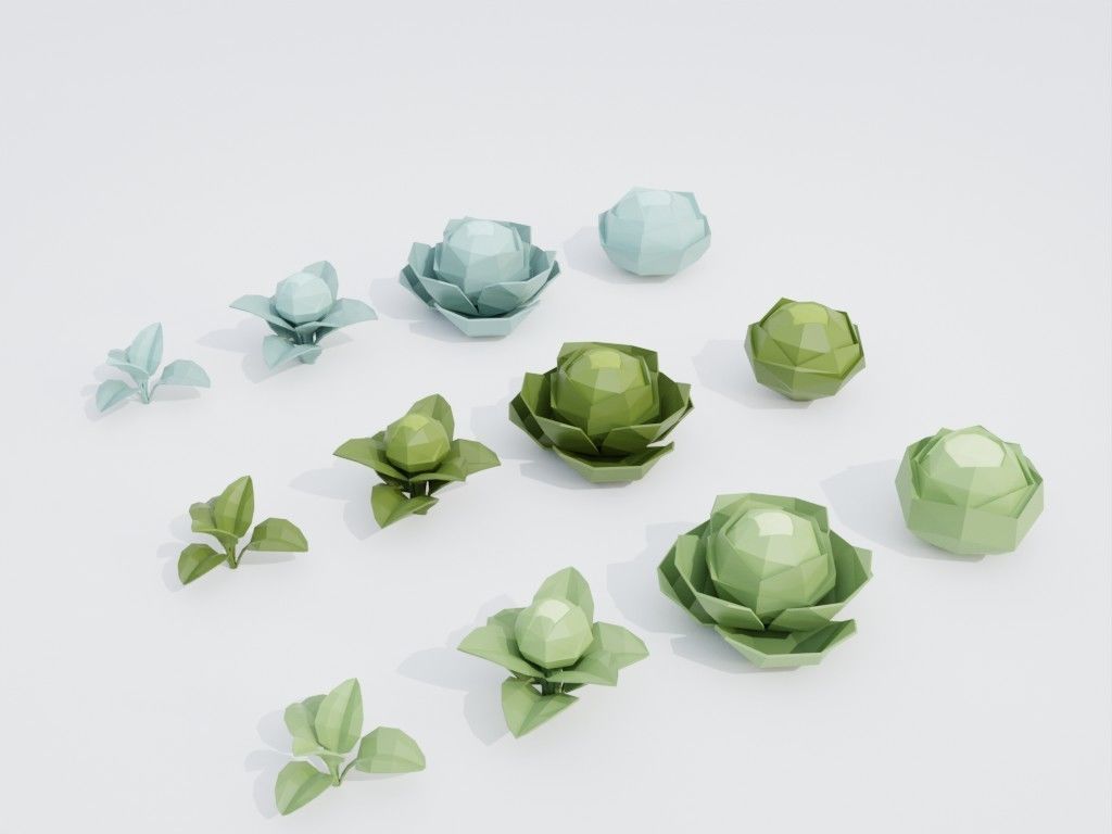 Low poly set of vegetables Low-poly 3D model_5