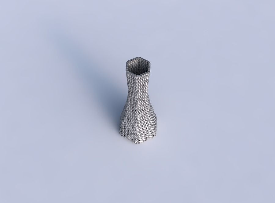 Vase squeezed hexagon with twisted diagonal grid plates 3D print model_6