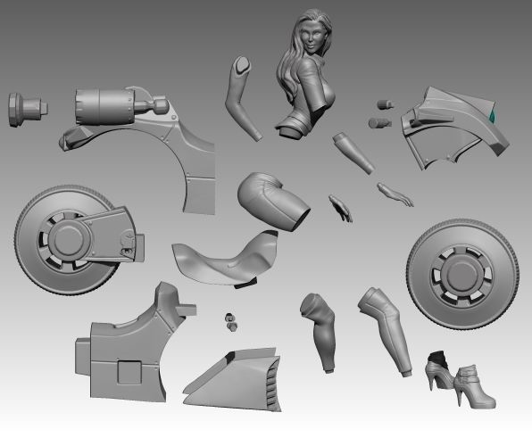 Hot girl biker 3D print model_9