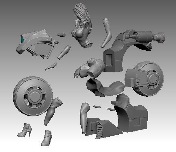 Hot girl biker 3D print model_3