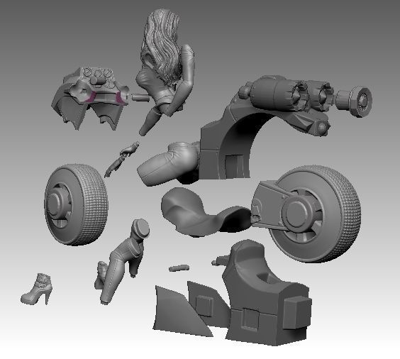 Hot girl biker 3D print model_2