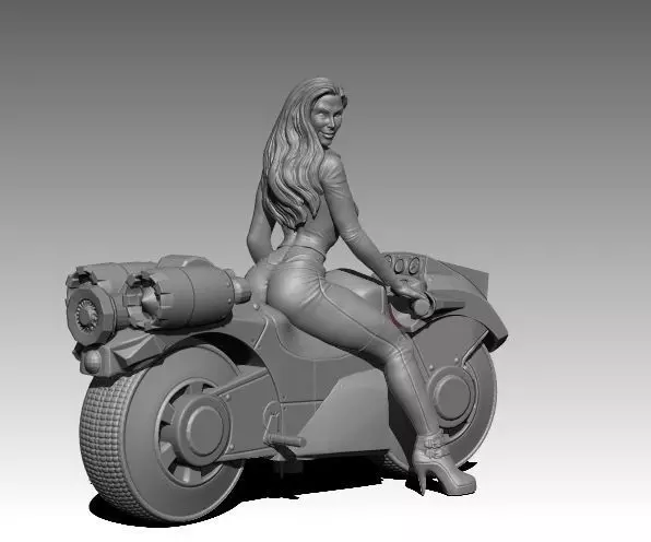 Hot girl biker 3D print model_0