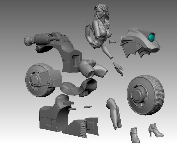 Hot girl biker 3D print model_10