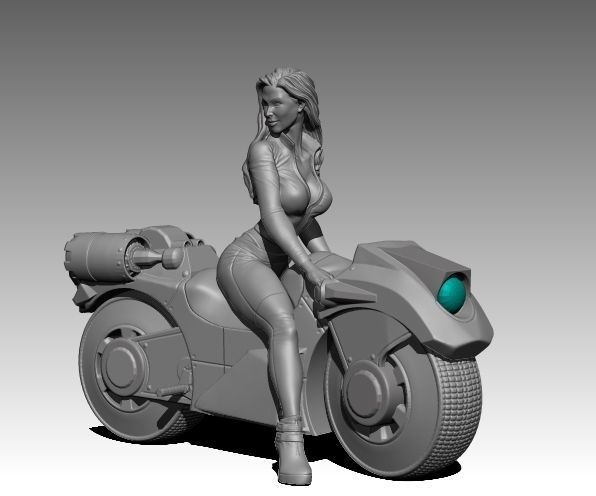 Hot girl biker 3D print model_1