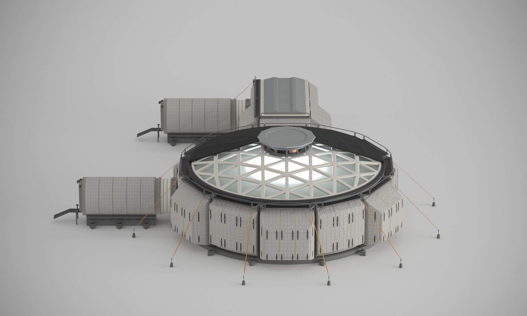 Martian base with rover and solar panels 3D model_10