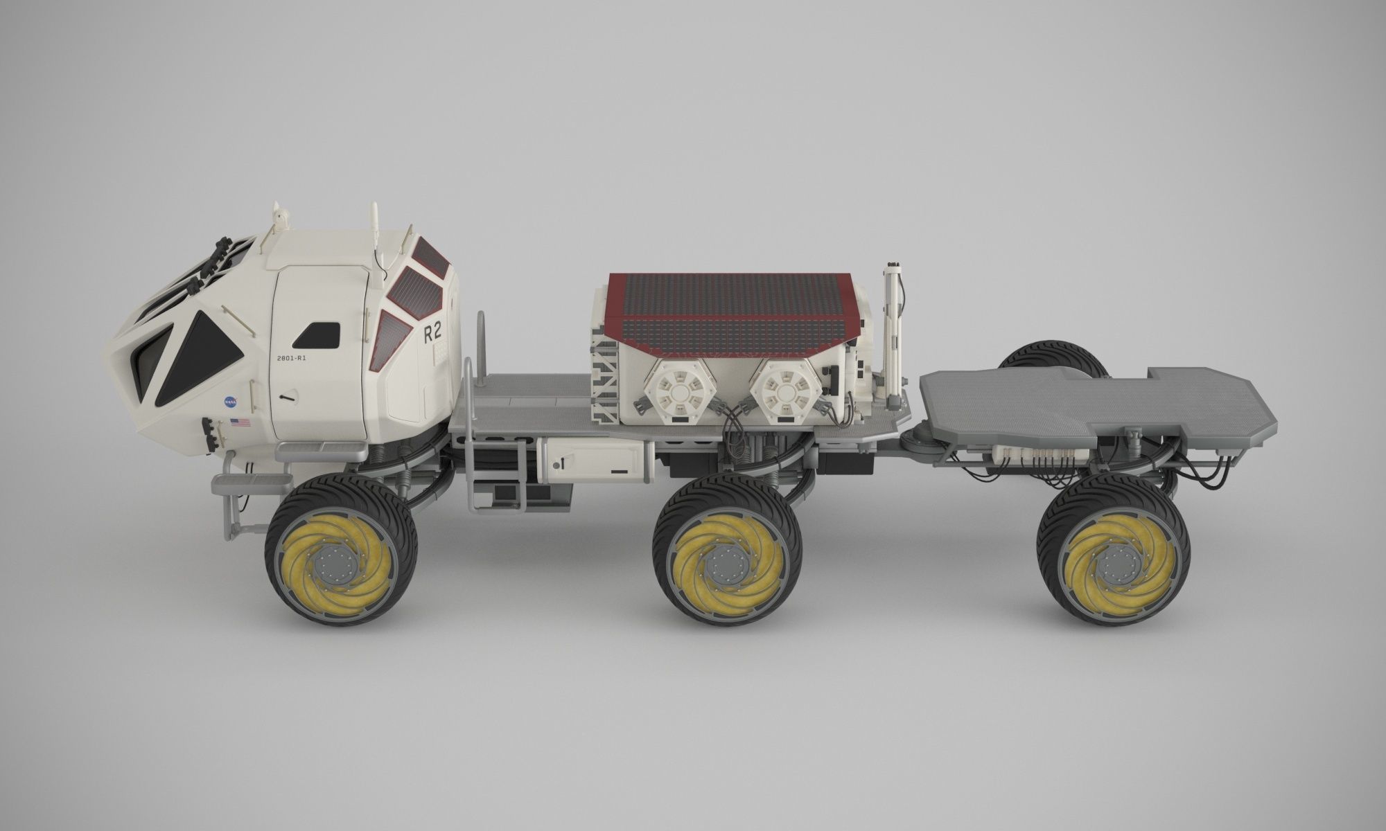 Martian base with rover and solar panels 3D model_19