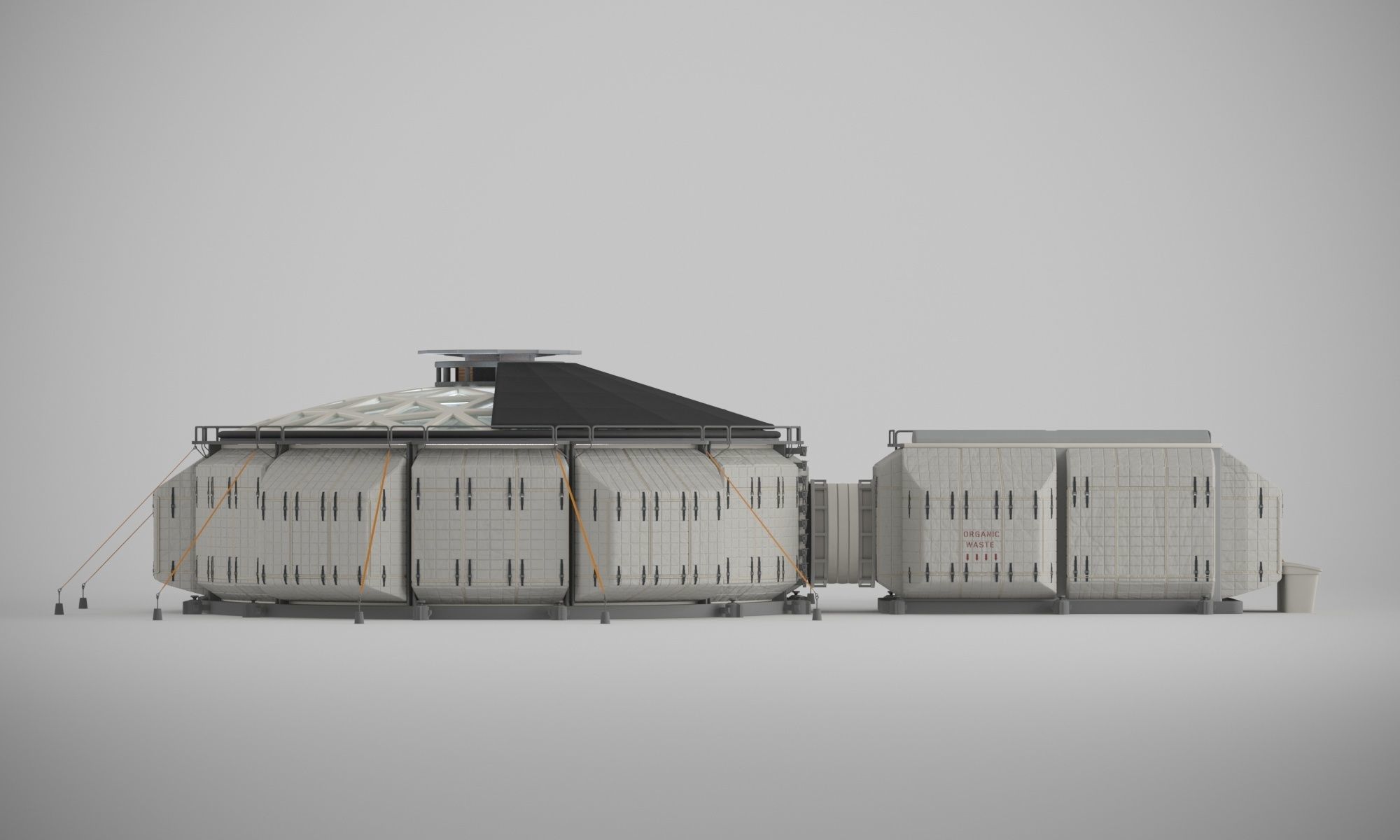 Martian base with rover and solar panels 3D model_6