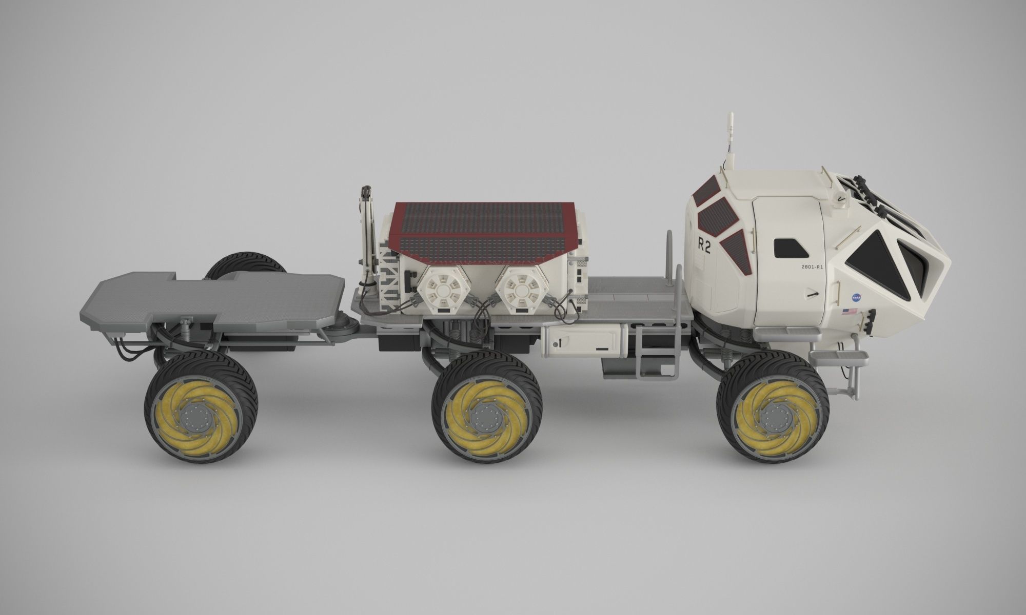 Martian base with rover and solar panels 3D model_18