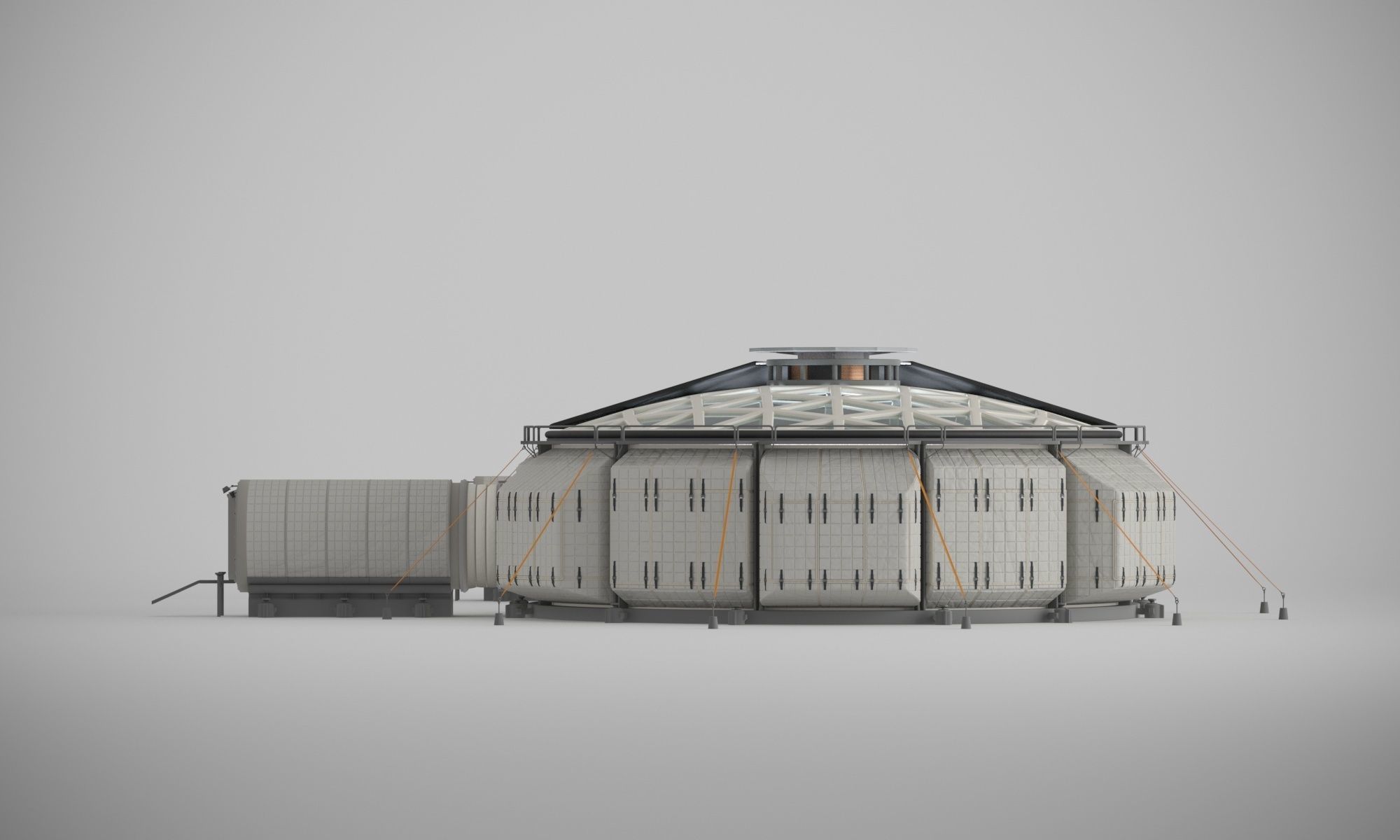 Martian base with rover and solar panels 3D model_7