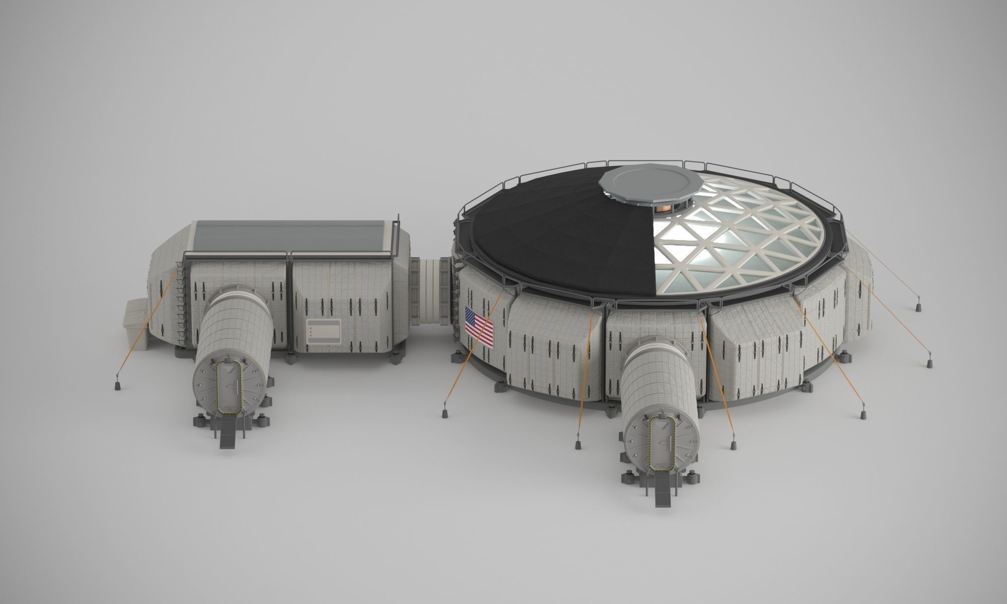 Martian base with rover and solar panels 3D model_11