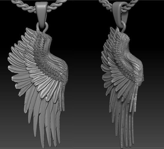 pendant angel wing double-sided 3D print model