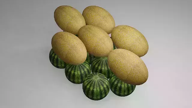 Watermelon and Melon Low-poly 3D model
